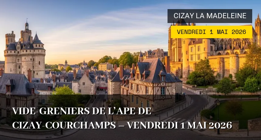 Affiche de l'événement : Vide-greniers de l&rsquo;APE de Cizay-Courchamps – Vendredi 1 Mai 2026