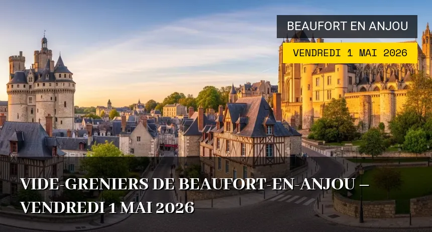 Affiche de l'événement : Vide-greniers de Beaufort-en-Anjou – Vendredi 1 Mai 2026