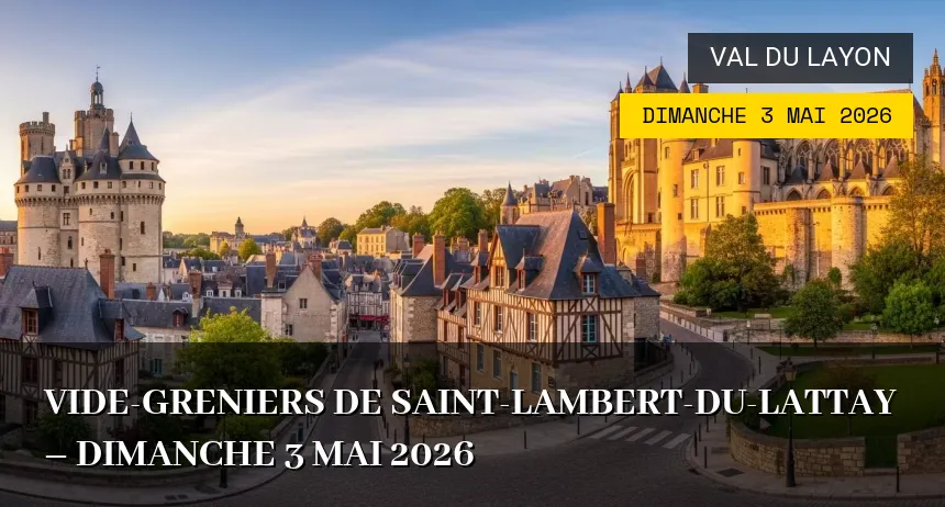 Affiche de l'événement : Vide-greniers de Saint-Lambert-du-Lattay – Dimanche 3 Mai 2026