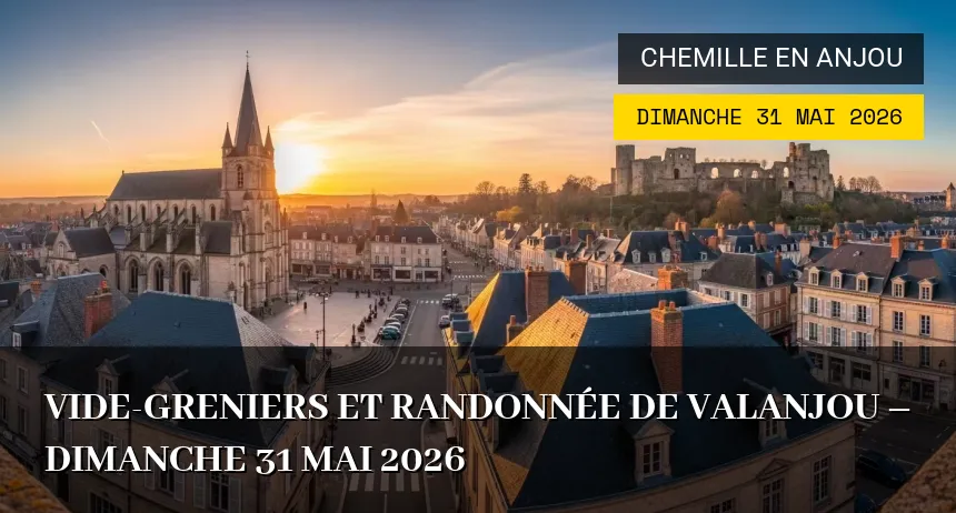 Affiche de l'événement : Vide-greniers et Randonnée de Valanjou – Dimanche 31 Mai 2026