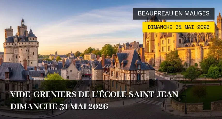 Affiche de l'événement : Vide-greniers de l&rsquo;École Saint-Jean – Dimanche 31 Mai 2026