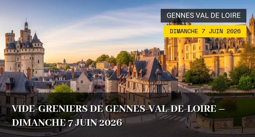 Affiche de l'événement : Vide-greniers de Gennes-Val-de-Loire – Dimanche 7 Juin 2026
