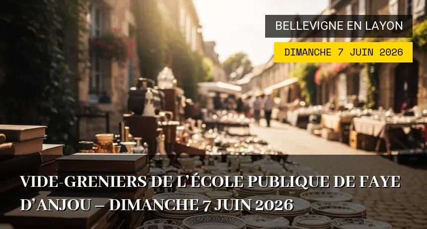 Affiche de l'événement : Vide-greniers de l&rsquo;École Publique de Faye d&rsquo;Anjou – Dimanche 7 Juin 2026