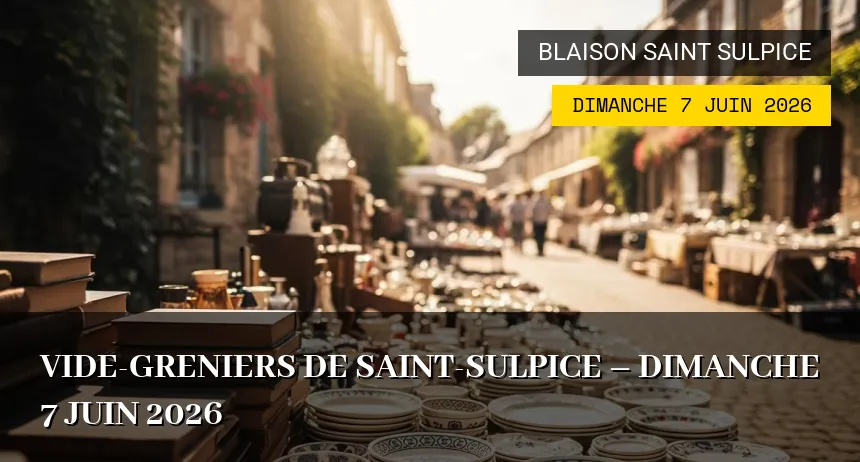 Affiche de l'événement : Vide-greniers de Saint-Sulpice – Dimanche 7 Juin 2026