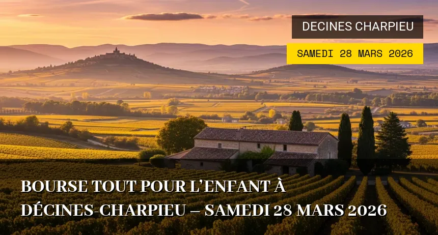 Affiche de l'événement : Bourse Tout pour l&rsquo;Enfant à Décines-Charpieu – Samedi 28 Mars 2026