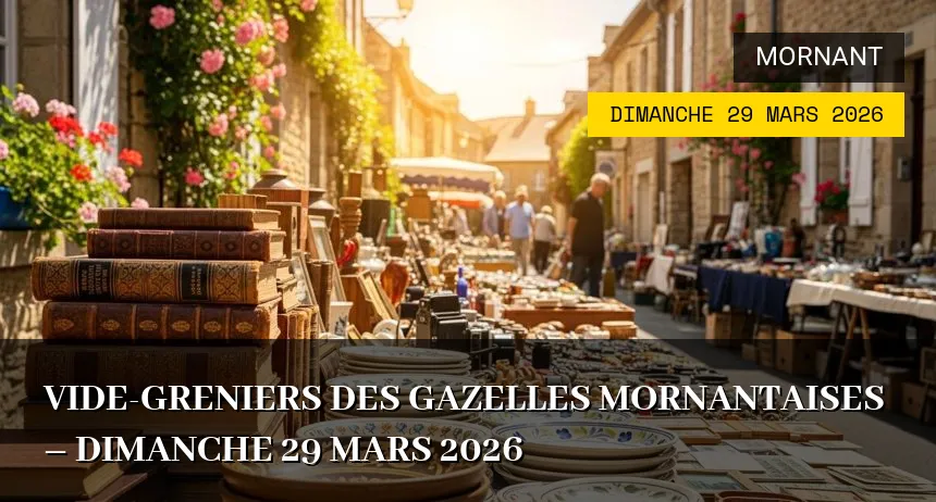 Affiche de l'événement : Vide-greniers des Gazelles Mornantaises – Dimanche 29 Mars 2026