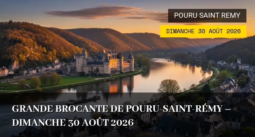 Affiche de l'événement : Grande Brocante de Pouru-Saint-Rémy – Dimanche 30 Août 2026