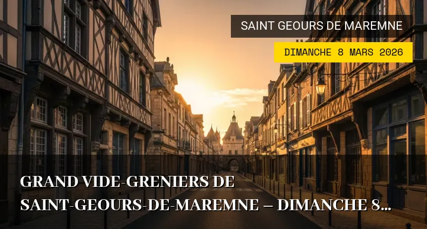 Affiche de l'événement : Grand Vide-greniers de Saint-Geours-de-Maremne – Dimanche 8 Mars 2026