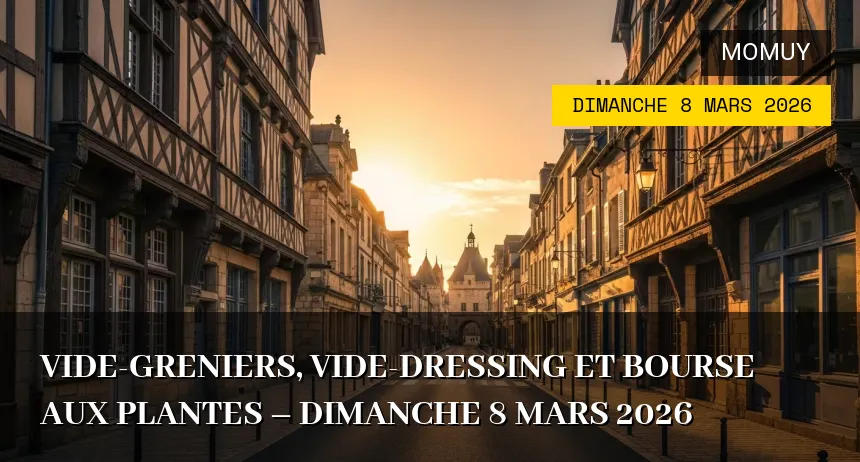 Affiche de l'événement : Vide-greniers, Vide-dressing et Bourse aux plantes – Dimanche 8 Mars 2026