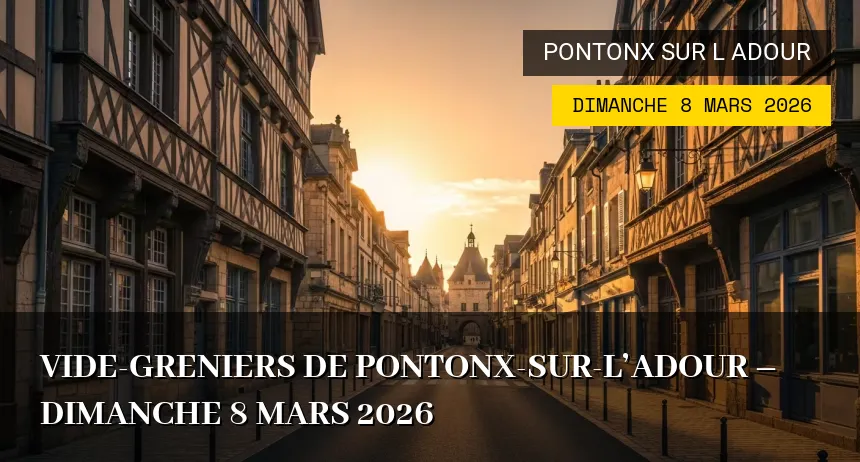 Affiche de l'événement : Vide-greniers de Pontonx-sur-l&rsquo;Adour – Dimanche 8 Mars 2026