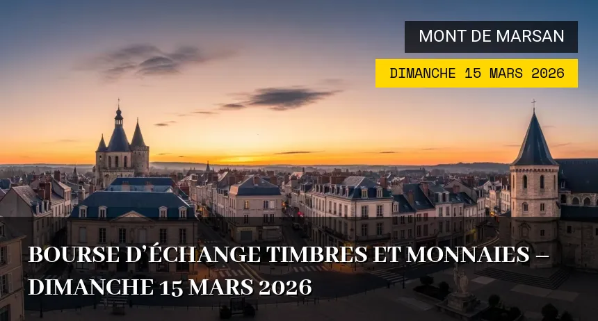 Affiche de l'événement : Bourse d&rsquo;Échange Timbres et Monnaies – Dimanche 15 Mars 2026