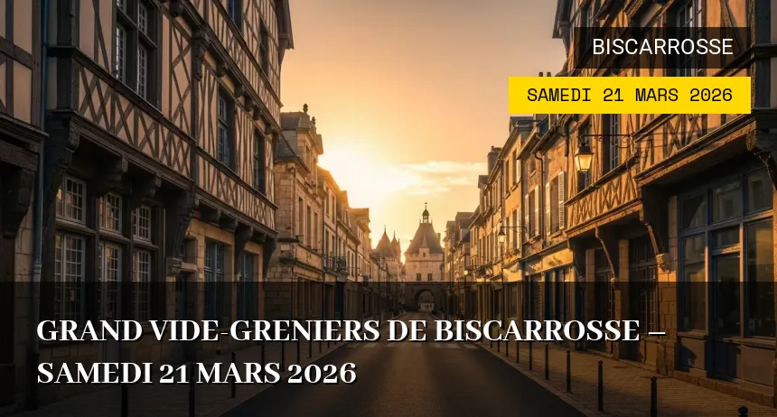 Affiche de l'événement : Grand Vide-greniers de Biscarrosse – Samedi 21 Mars 2026