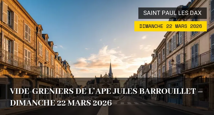Affiche de l'événement : Vide-greniers de l&rsquo;APE Jules Barrouillet – Dimanche 22 Mars 2026