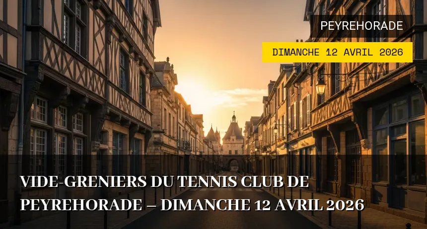 Affiche de l'événement : Vide-greniers du Tennis Club de Peyrehorade – Dimanche 12 Avril 2026
