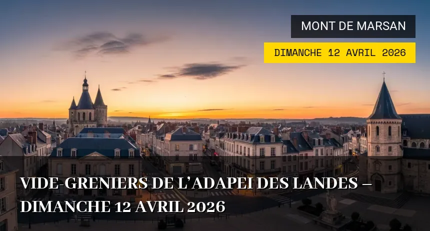Affiche de l'événement : Vide-greniers de l&rsquo;Adapei des Landes – Dimanche 12 Avril 2026