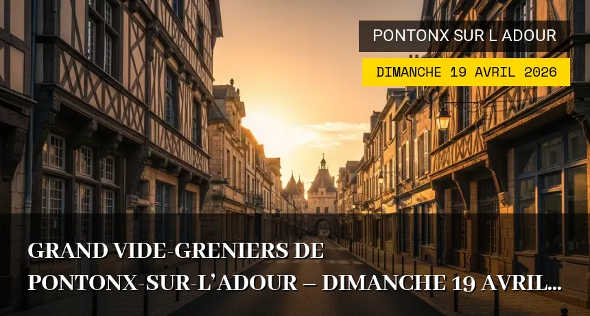 Affiche de l'événement : Grand Vide-greniers de Pontonx-sur-l&rsquo;Adour – Dimanche 19 Avril 2026