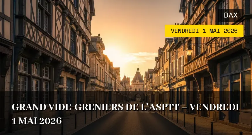 Affiche de l'événement : Grand Vide-greniers de l&rsquo;ASPTT – Vendredi 1 Mai 2026