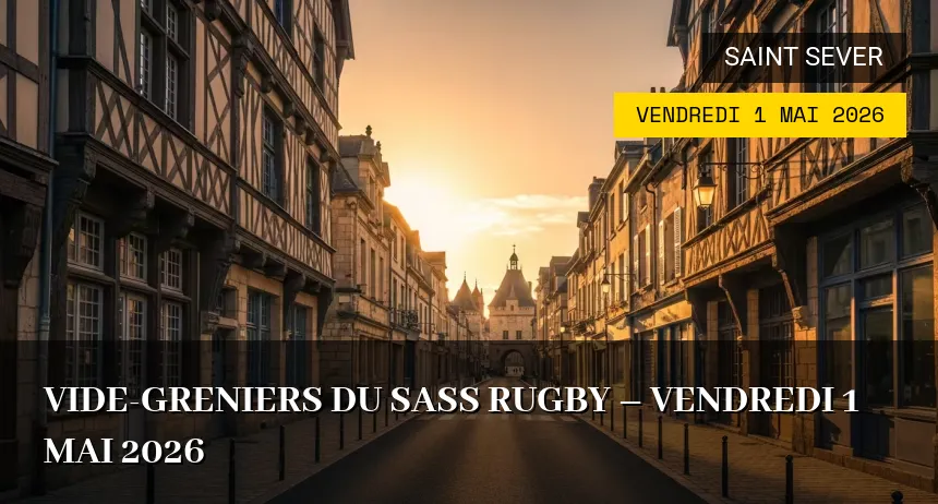 Affiche de l'événement : Vide-greniers du SASS Rugby – Vendredi 1 Mai 2026