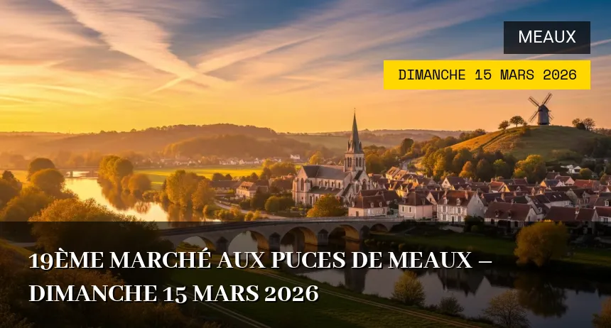 Affiche de l'événement : 19ème Marché aux Puces de Meaux – Dimanche 15 Mars 2026