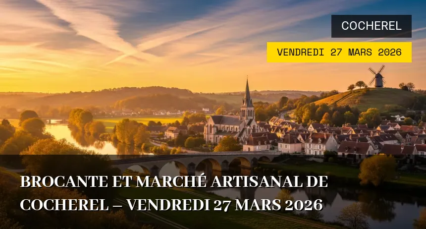 Affiche de l'événement : Brocante et Marché Artisanal de Cocherel – Vendredi 27 Mars 2026