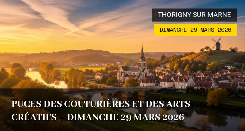 Affiche de l'événement : Puces des couturières et des arts créatifs – Dimanche 29 Mars 2026