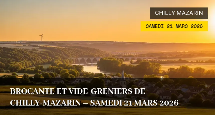 Affiche de l'événement : Brocante et Vide-greniers de Chilly-Mazarin – Samedi 21 Mars 2026