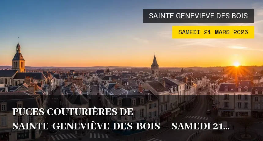 Affiche de l'événement : Puces Couturières de Sainte-Geneviève-des-Bois – Samedi 21 Mars 2026