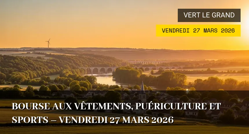 Affiche de l'événement : Bourse aux vêtements, puériculture et sports – Vendredi 27 Mars 2026