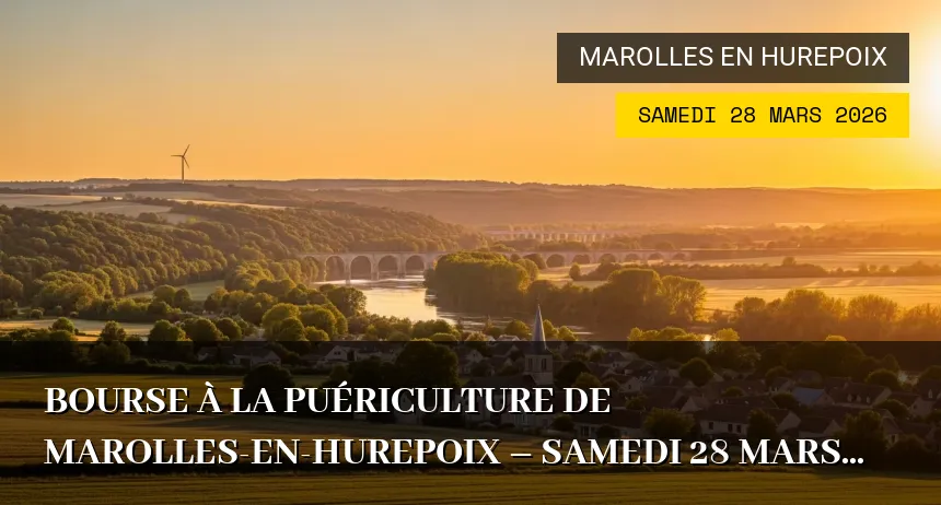Affiche de l'événement : Bourse à la puériculture de Marolles-en-Hurepoix – Samedi 28 Mars 2026