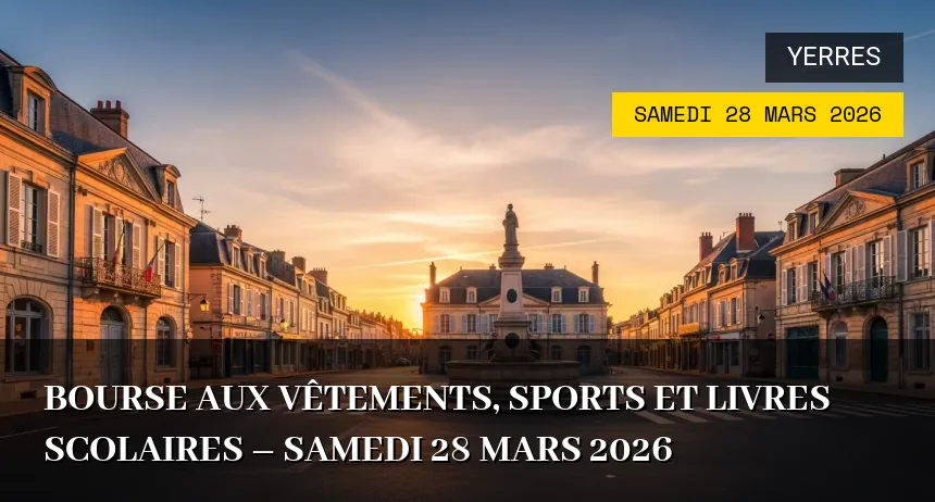 Affiche de l'événement : Bourse aux Vêtements, Sports et Livres Scolaires – Samedi 28 Mars 2026