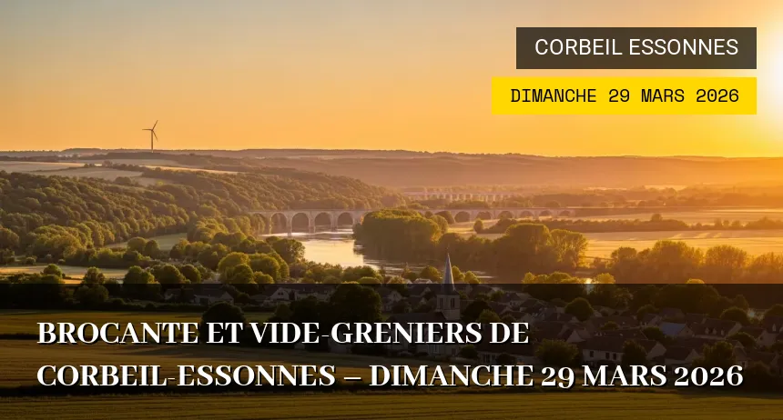 Affiche de l'événement : Brocante et Vide-greniers de Corbeil-Essonnes – Dimanche 29 Mars 2026