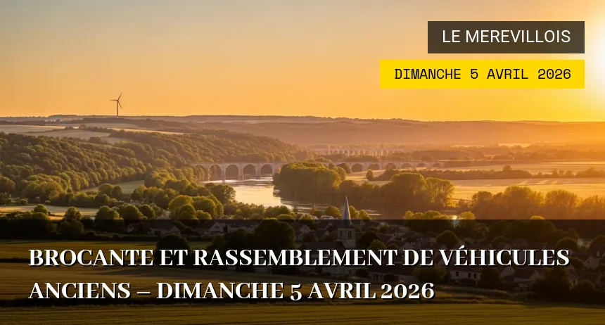 Affiche de l'événement : Brocante et Rassemblement de Véhicules Anciens – Dimanche 5 Avril 2026