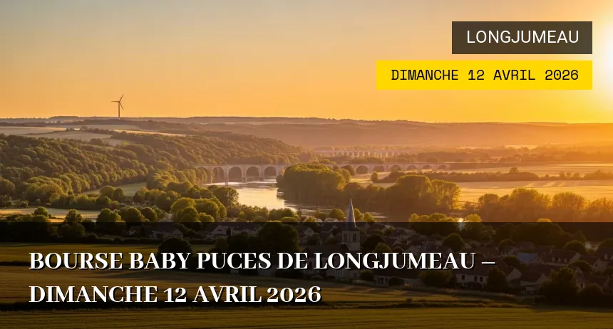 Affiche de l'événement : Bourse Baby Puces de Longjumeau – Dimanche 12 Avril 2026
