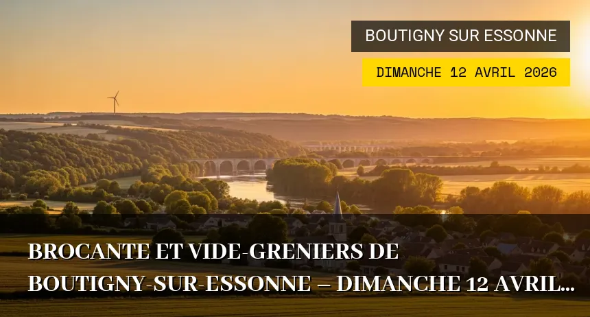 Affiche de l'événement : Brocante et Vide-greniers de Boutigny-sur-Essonne – Dimanche 12 Avril 2026