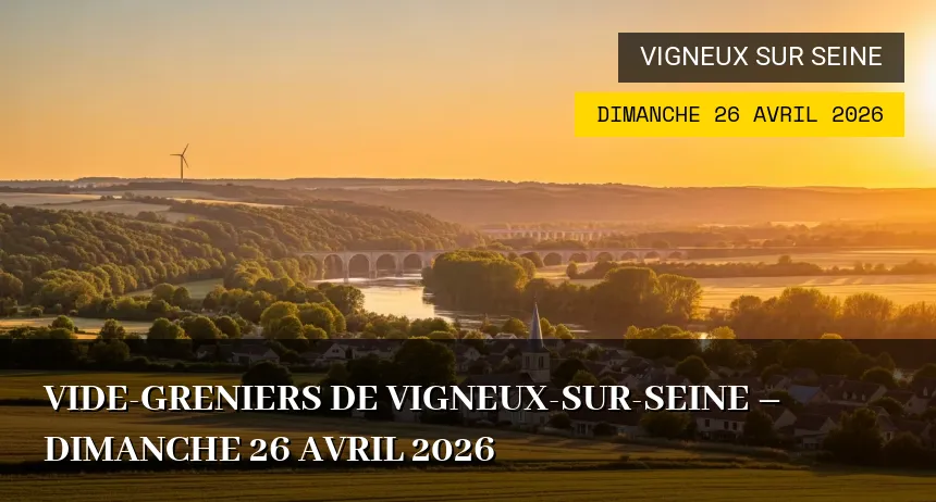 Affiche de l'événement : Vide-greniers de Vigneux-sur-Seine – Dimanche 26 Avril 2026