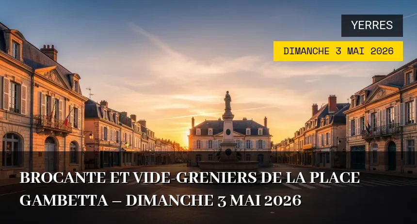 Affiche de l'événement : Brocante et Vide-greniers de la Place Gambetta – Dimanche 3 Mai 2026