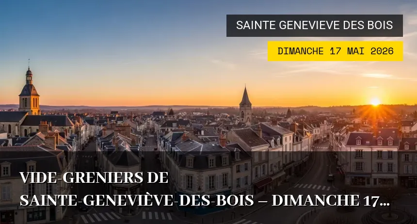 Affiche de l'événement : Vide-greniers de Sainte-Geneviève-des-Bois – Dimanche 17 Mai 2026