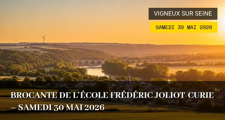 Affiche de l'événement : Brocante de l&rsquo;École Frédéric Joliot-Curie – Samedi 30 Mai 2026