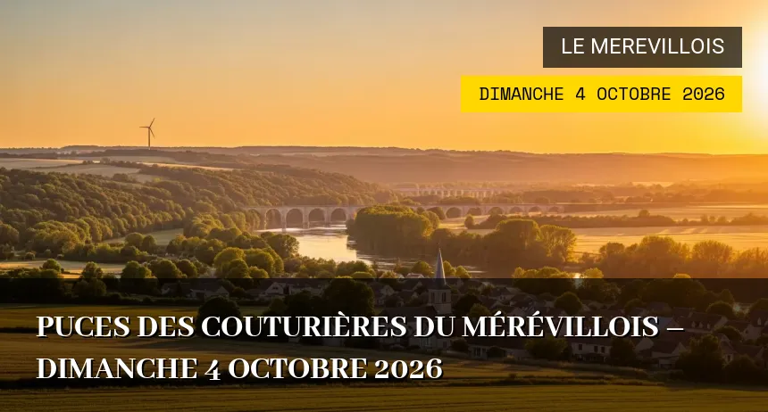Affiche de l'événement : Puces des Couturières du Mérévillois – Dimanche 4 Octobre 2026