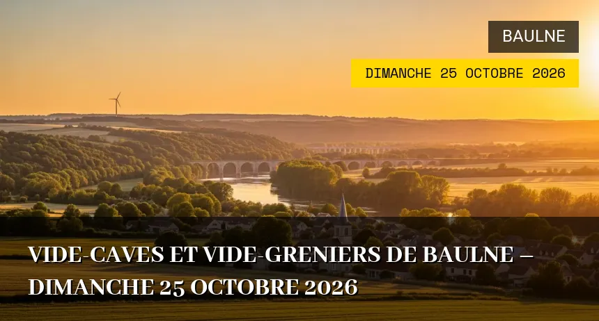 Affiche de l'événement : Vide-caves et Vide-greniers de Baulne – Dimanche 25 Octobre 2026