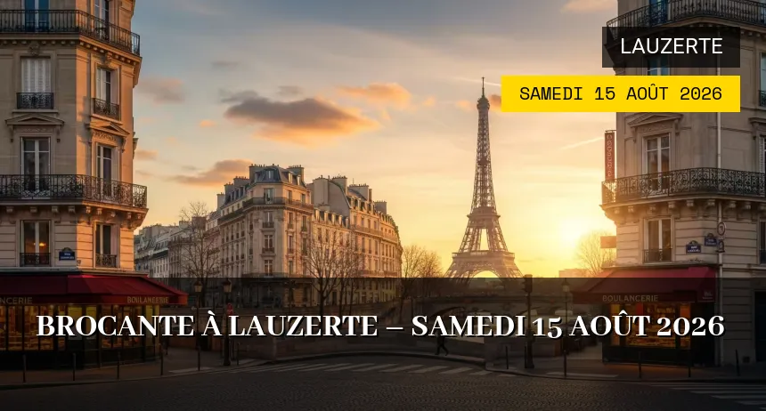 Affiche de l'événement : Brocante à Lauzerte – Samedi 15 Août 2026