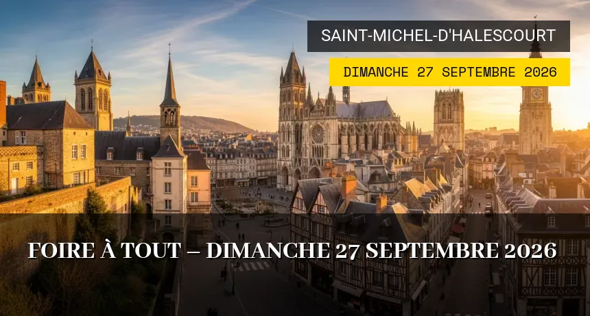 Affiche de l'événement : Fête Patronale et Vide-Greniers à Saint-Michel-d&rsquo;Halescourt – Dimanche 27 Septembre 2026