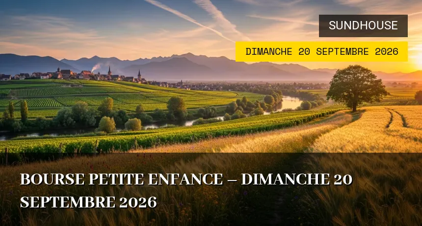 Affiche de l'événement : Bourse petite enfance à Sundhouse – Dimanche 20 Septembre 2026