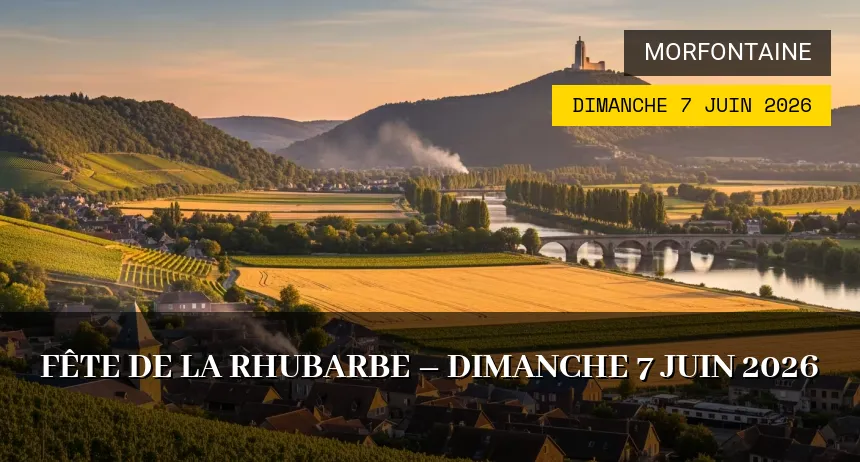 Affiche de l'événement : Fête de la Rhubarbe et Vide-greniers à Morfontaine – Dimanche 7 Juin 2026
