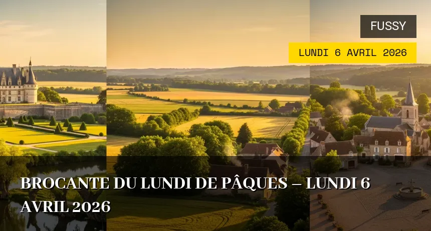Affiche de l'événement : Brocante du Lundi de Pâques à Fussy – Lundi 6 Avril 2026