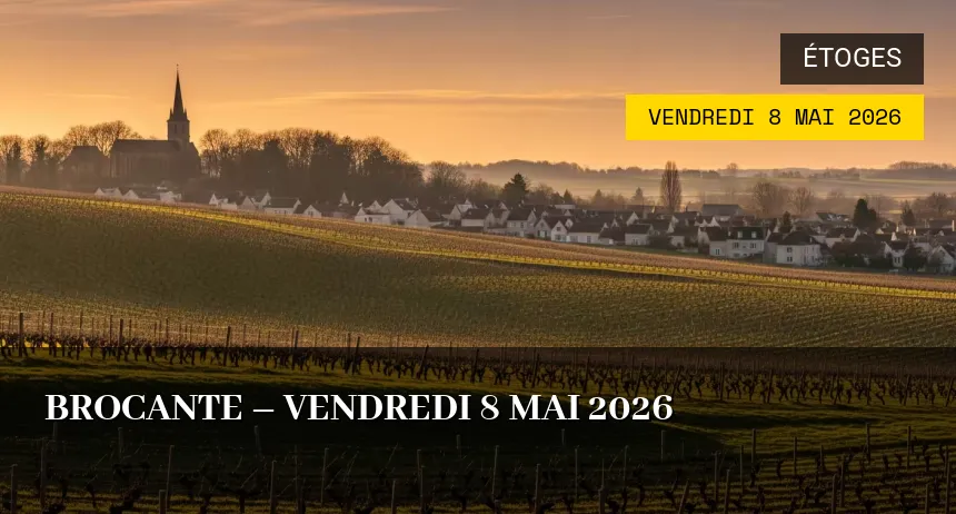 Affiche de l'événement : Brocante à Étoges – Vendredi 8 Mai 2026
