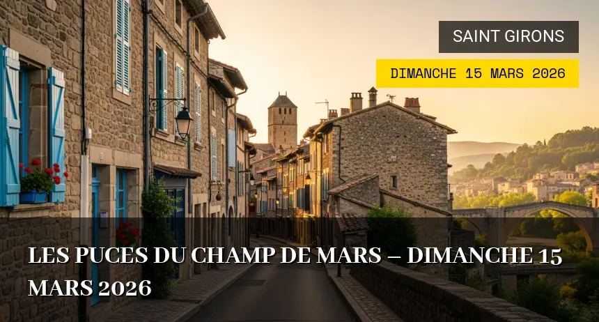 Affiche de l'événement : Les Puces du Champ de Mars – Dimanche 15 Mars 2026