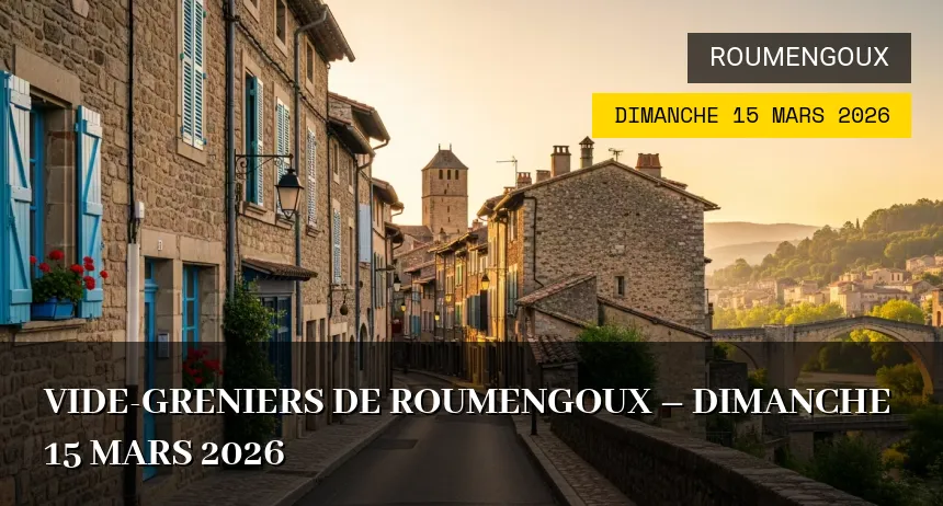 Affiche de l'événement : Vide-greniers de Roumengoux – Dimanche 15 Mars 2026