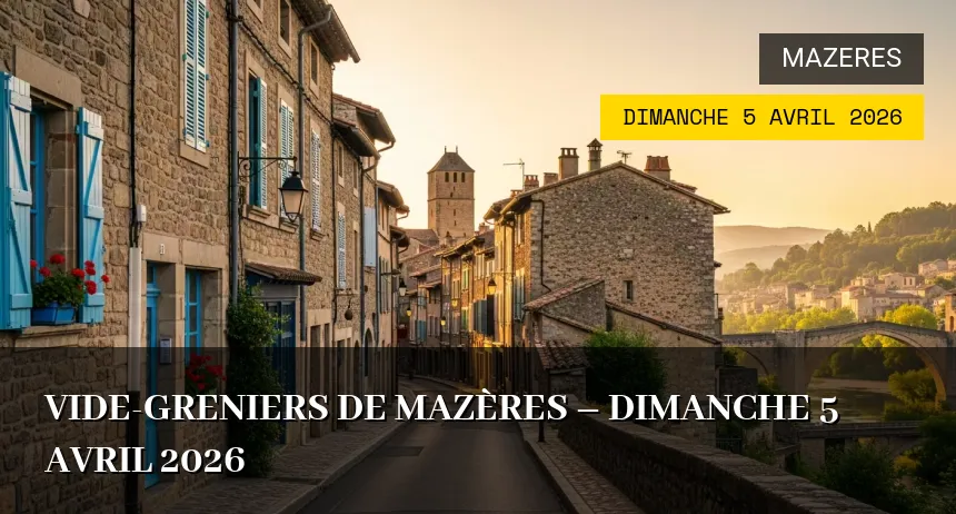 Affiche de l'événement : Vide-greniers de Mazères – Dimanche 5 Avril 2026