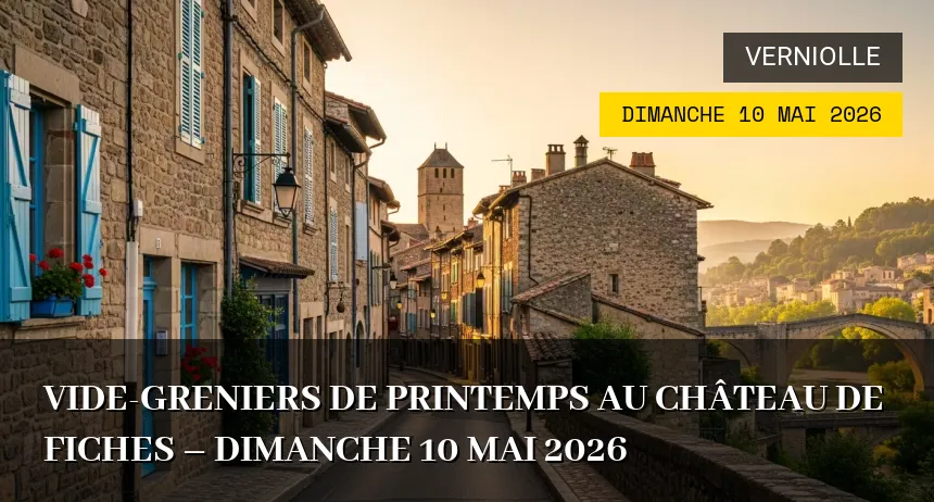 Affiche de l'événement : Vide-greniers de Printemps au Château de Fiches – Dimanche 10 Mai 2026